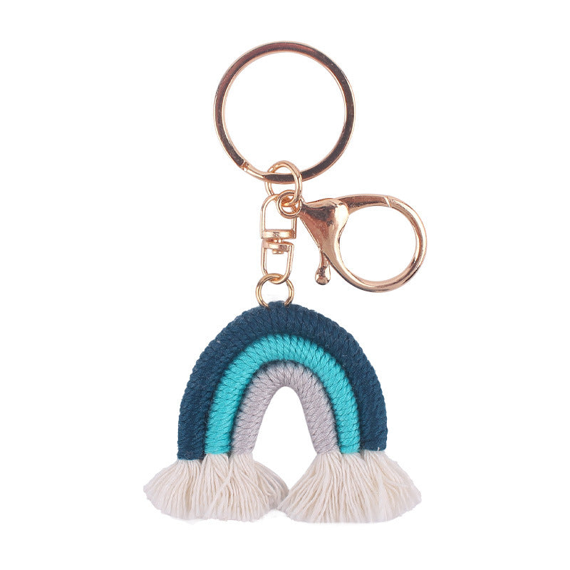 Wholesale Cotton Rope Little Rainbow Handwoven Pendant Tassel Bag Keychains